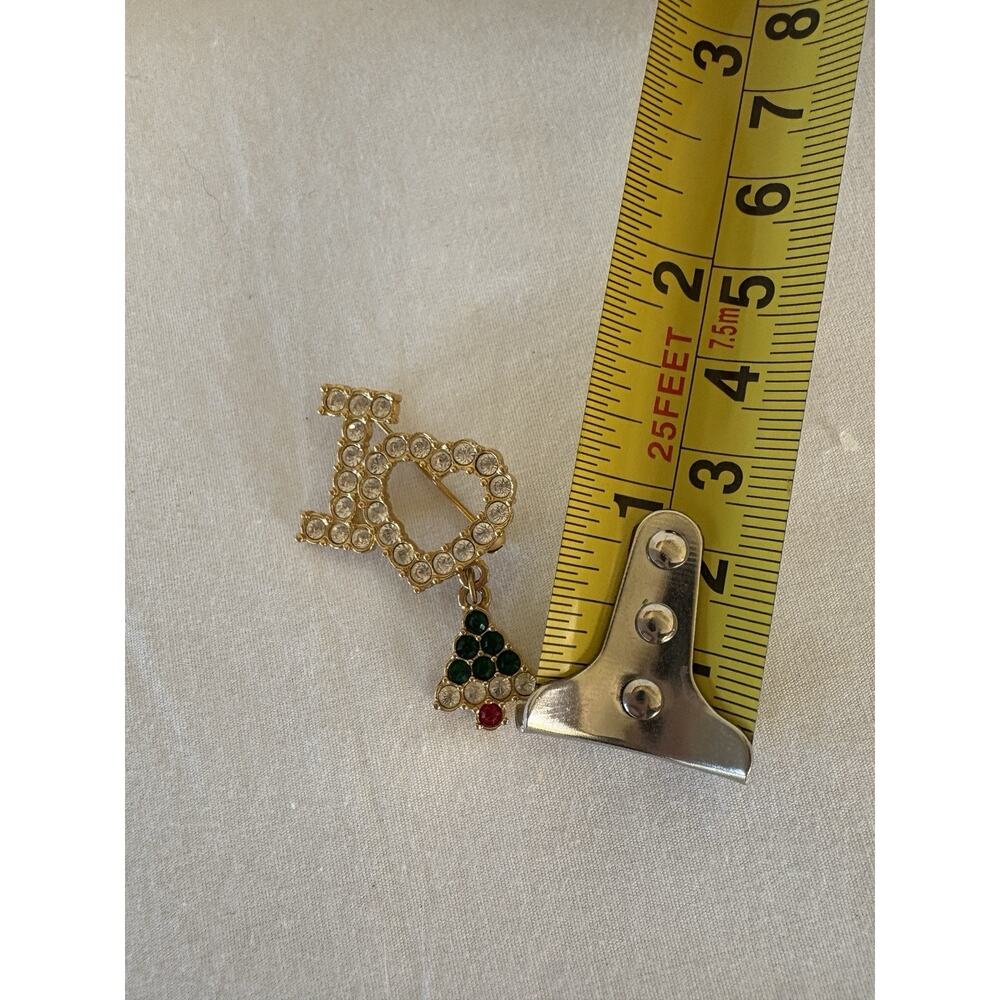 Avon “I Love Christmas” Pin Multicolored Stones&Dangle Christmas Tree - Picture 7 of 7
